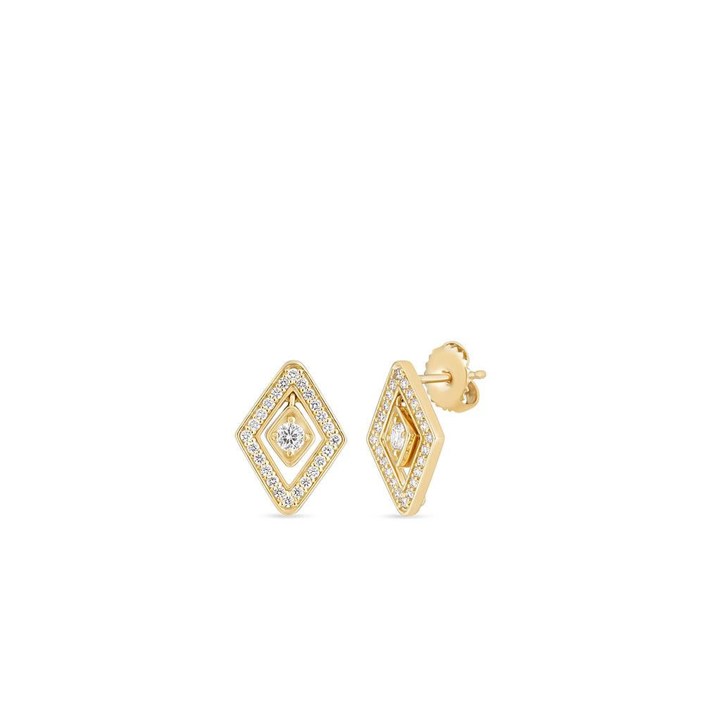 Gold Diamante Lozenge Earrings