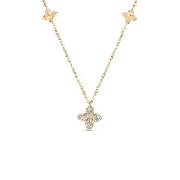 Love by the Inch Diamond &amp; Polished Flower Station Necklace