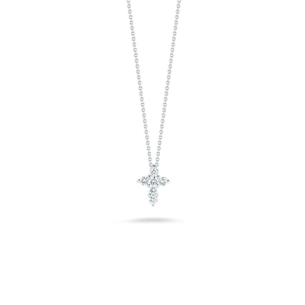 Roberto Coin large baby diamond cross necklace in white gold