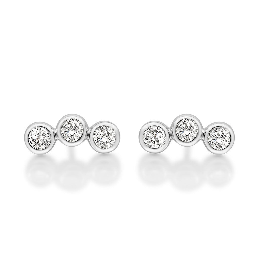 Small Triple Bezel Diamond Studs