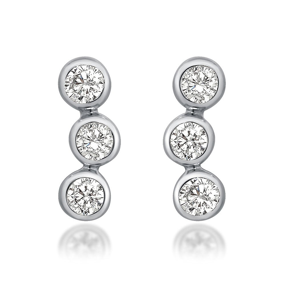 Large Triple Diamond Bezel Studs