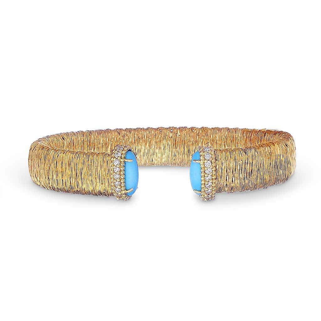 Woven Turquoise &amp; Gold Cuff