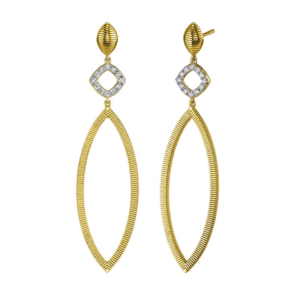 Marquise Diamond Dangle Yellow Gold Earrings