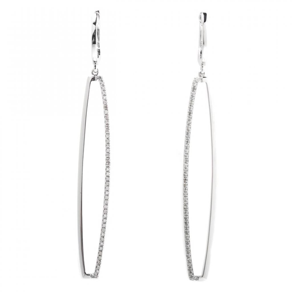 White Rectangle Dangle Earrings