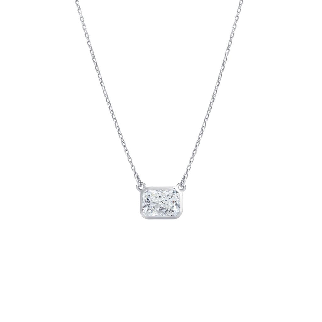 Radiant Bezel Set Diamond Necklace