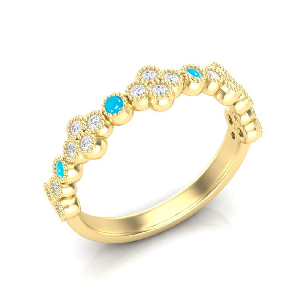 Clover Diamond Turquoise Ring