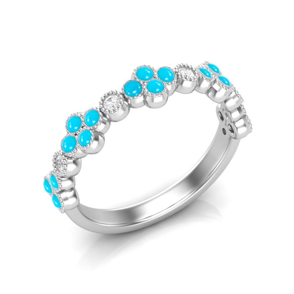 Clover Turquoise Diamond Ring