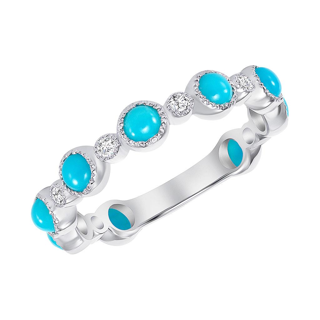 Alternating Turquoise Diamond Ring
