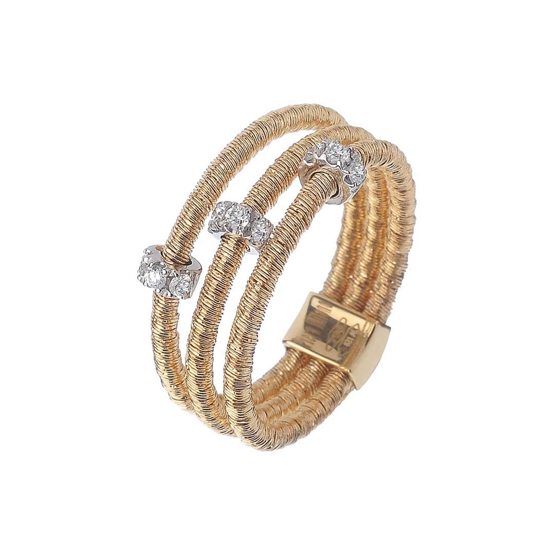 Piero Milano GOA Woven 3 Row Diamond Station Ring - Victoria Jones Jewelry