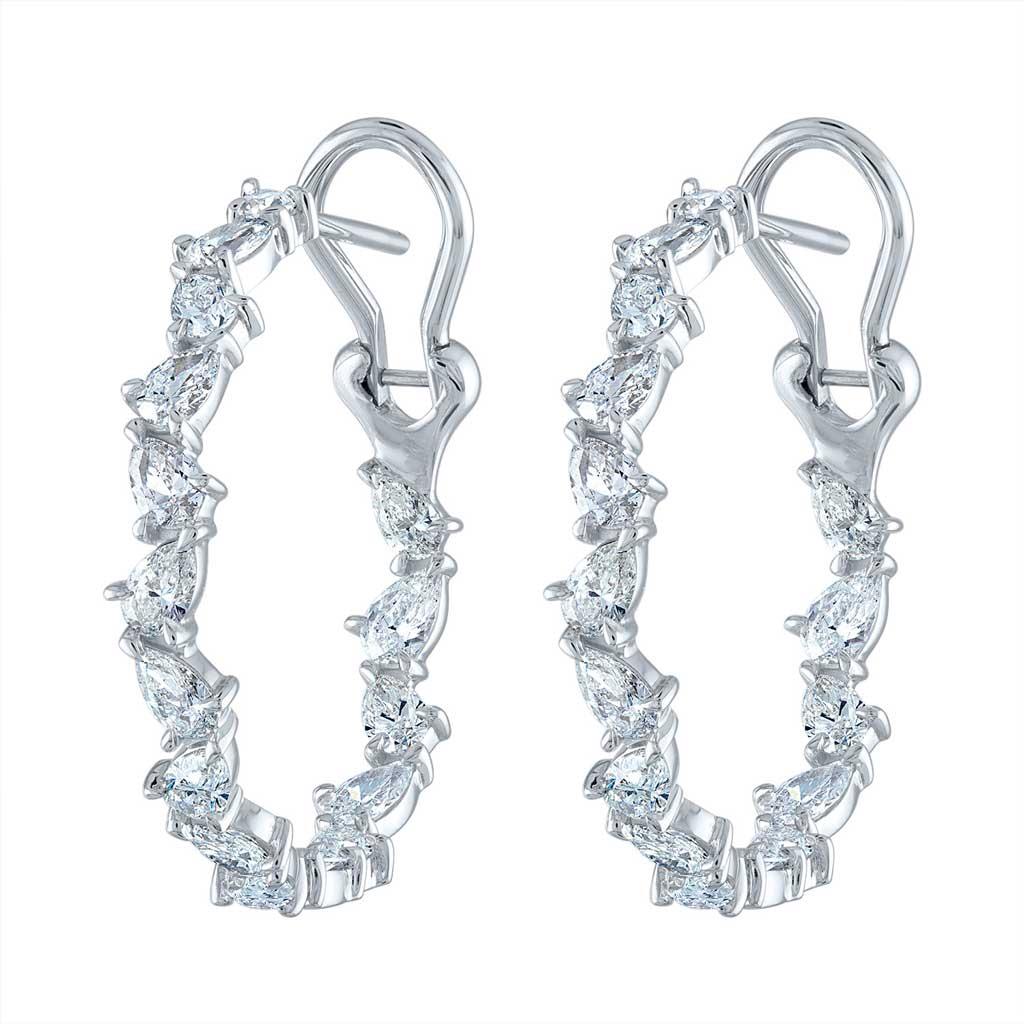 Pear Diamond Hoops