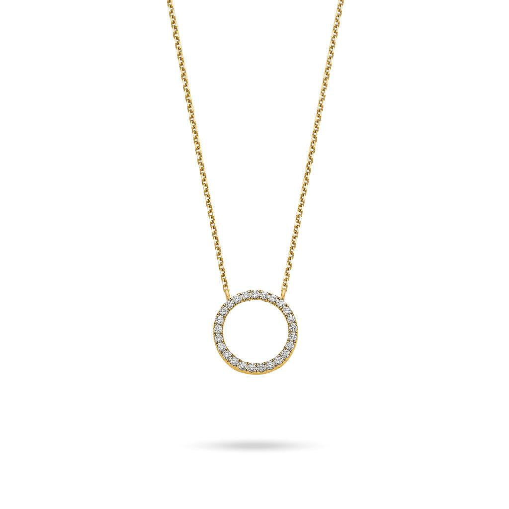 mini circle diamond pendant in yellow gold