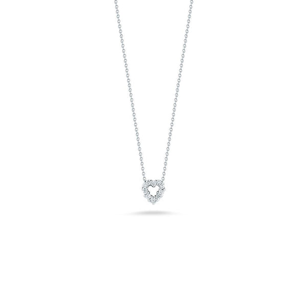 18K WHITE GOLD TINY TREASURES DIAMOND LOCK NECKLACE - Roberto Coin