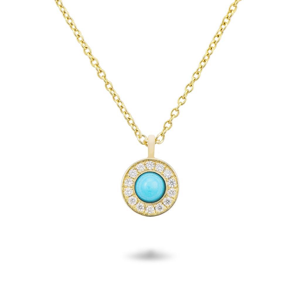 Turquoise Diamond Halo Pendant