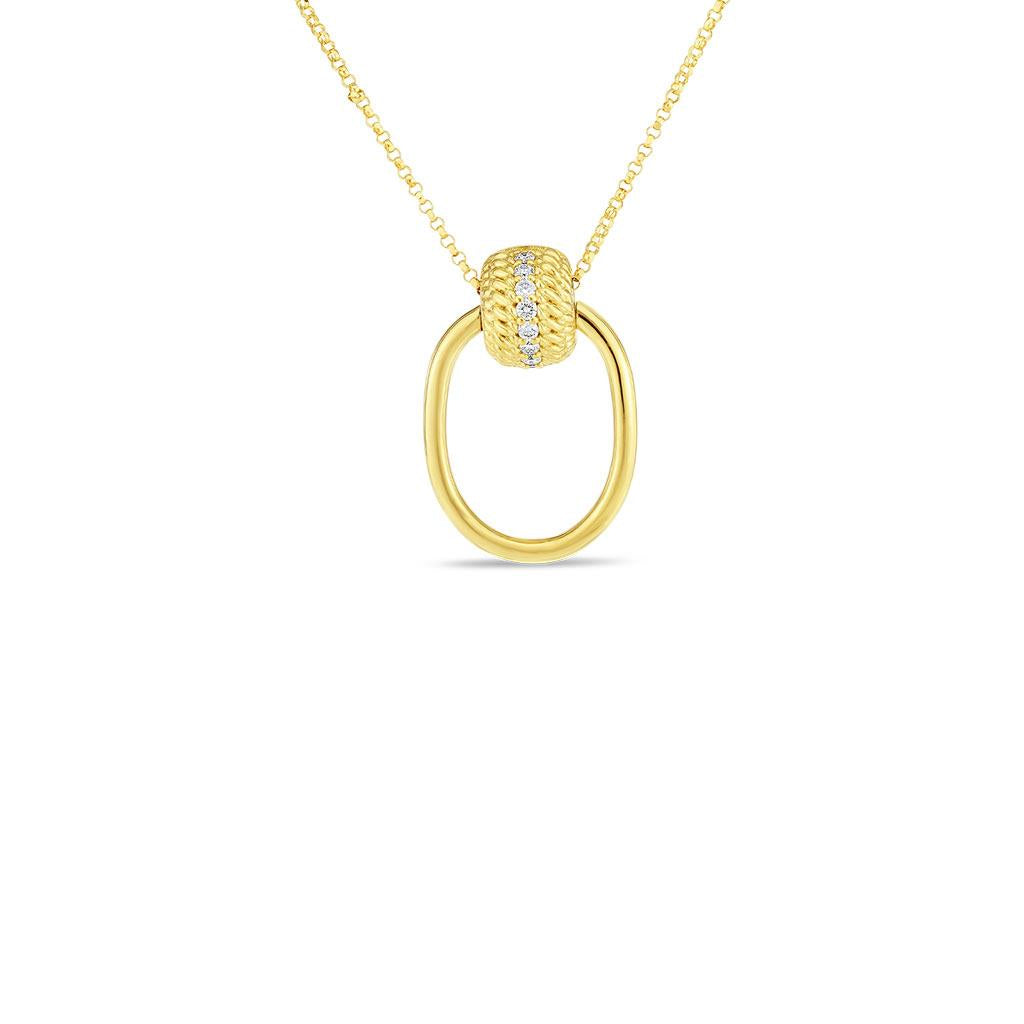 diamond yellow gold oval pendant necklace