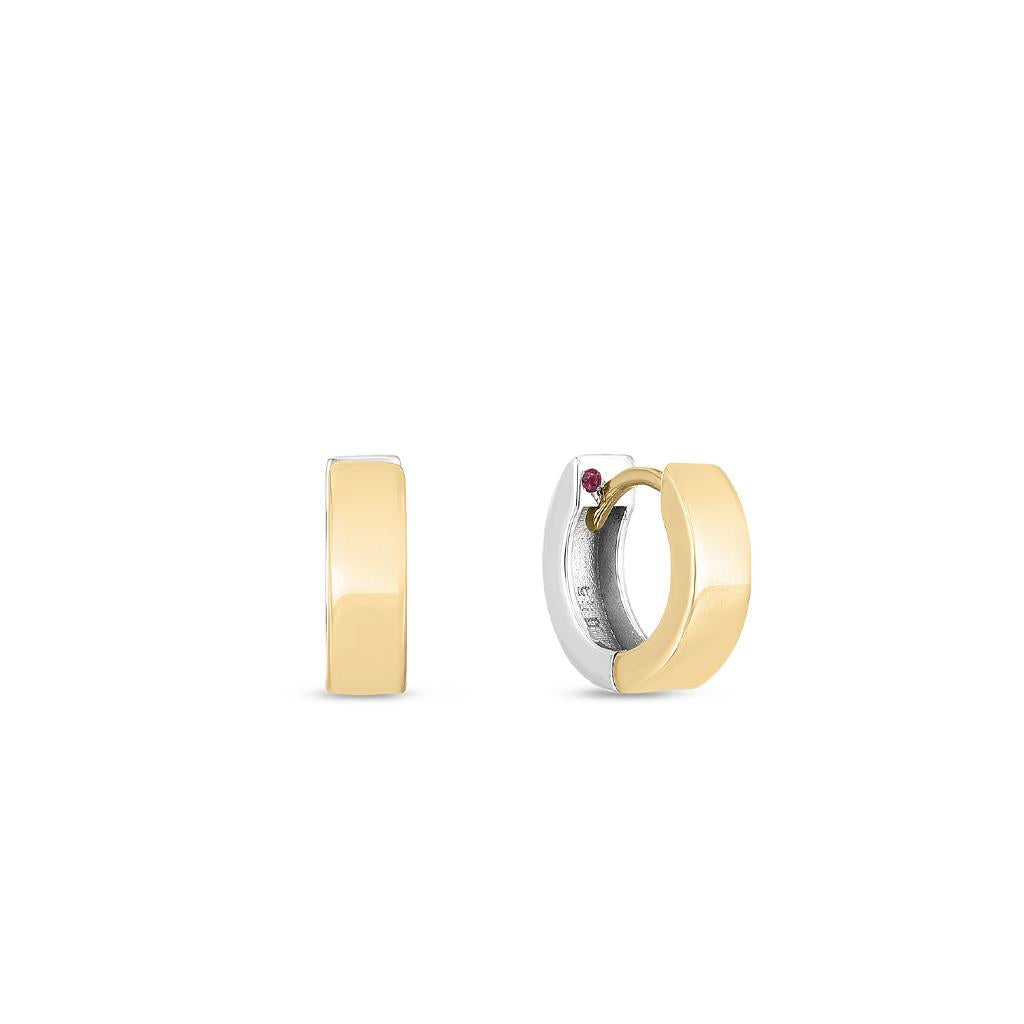 two toned gold huggie hoops