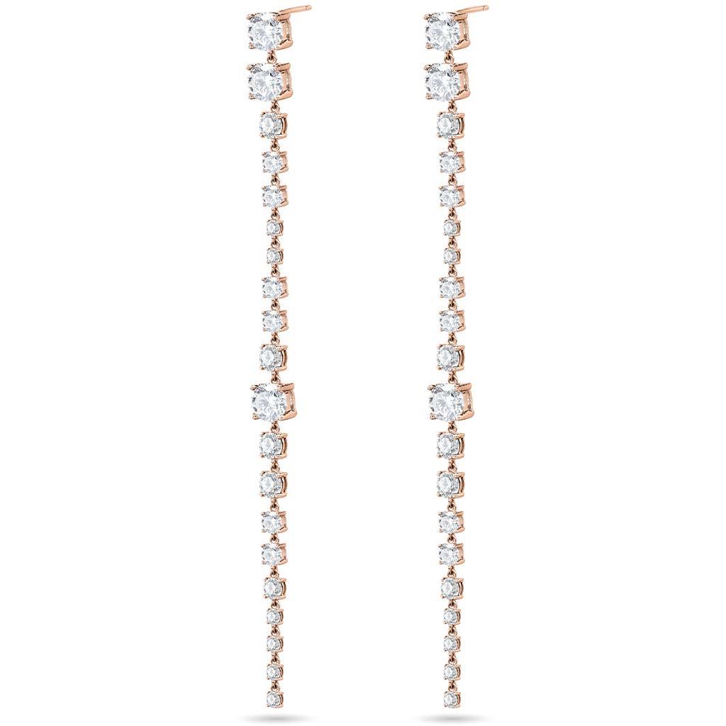 14k rose gold diamond dangle earrings
