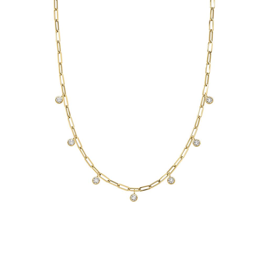 diamond dangle station necklace 14k yellow gold