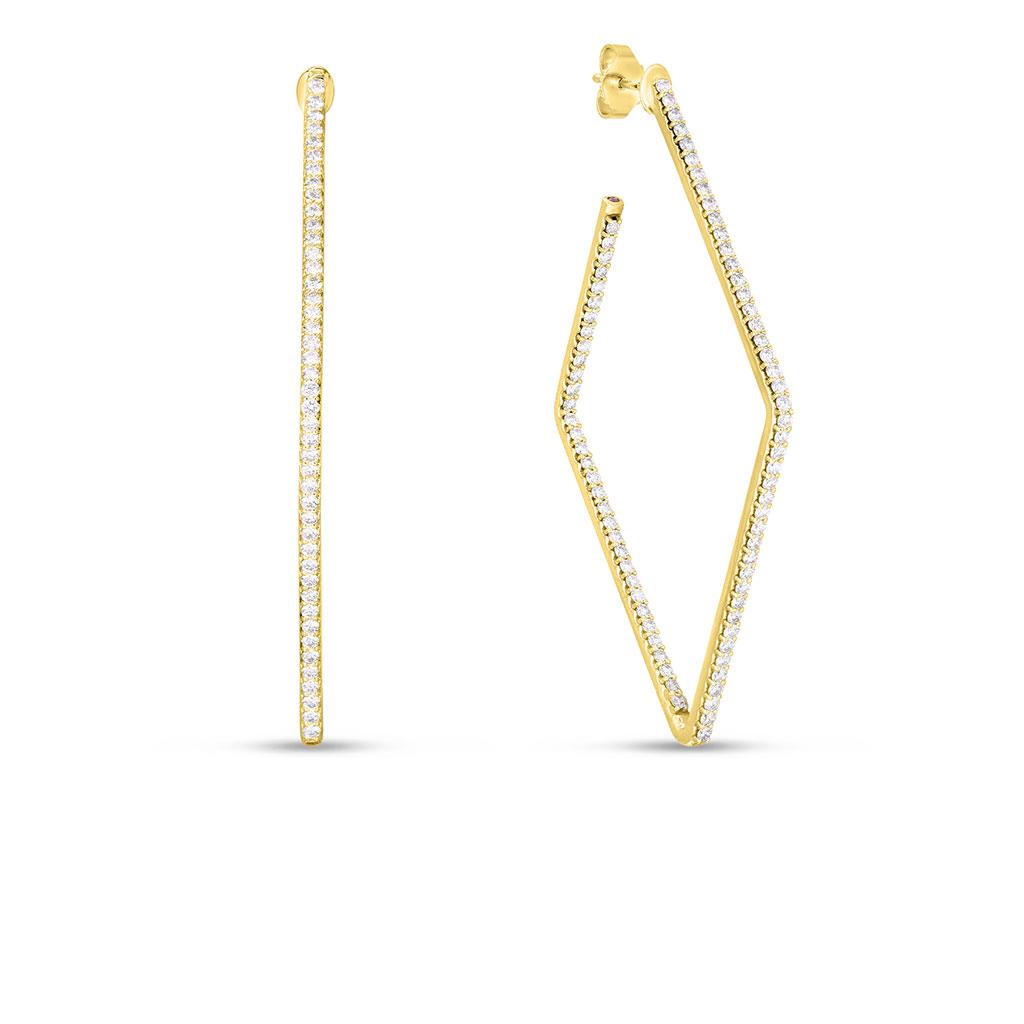 18k yellow gold diamond square hoops roberto coin