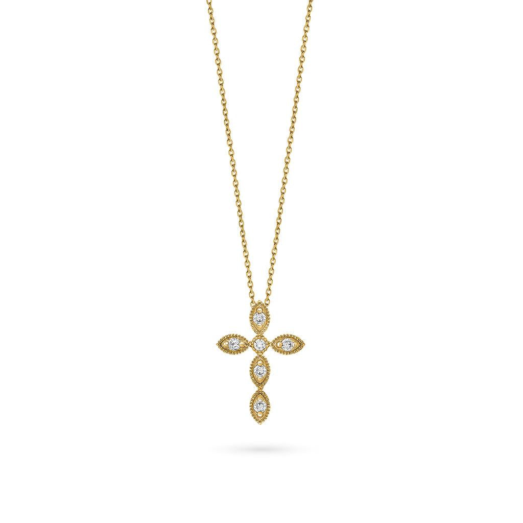 Milgrain Diamond Cross Pendant