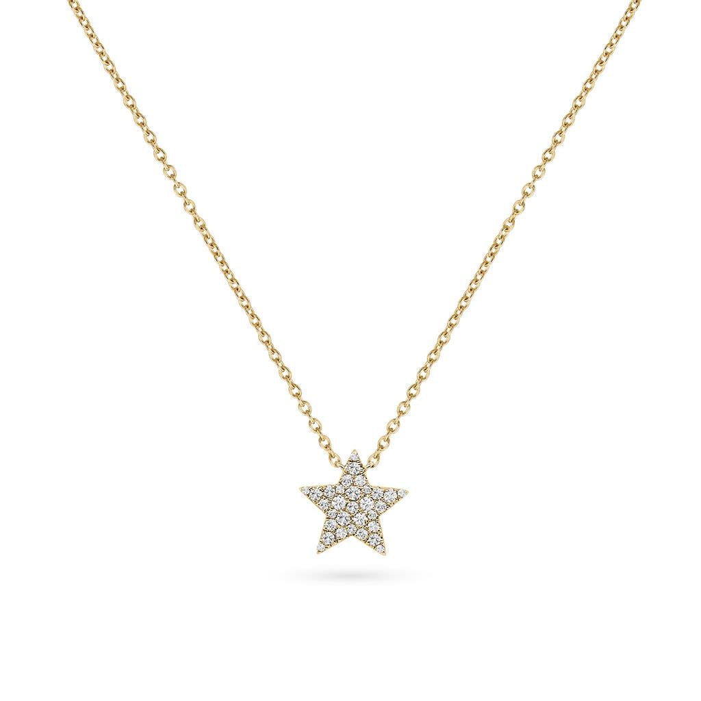 14k yellow gold diamond cluster star pendant stationery