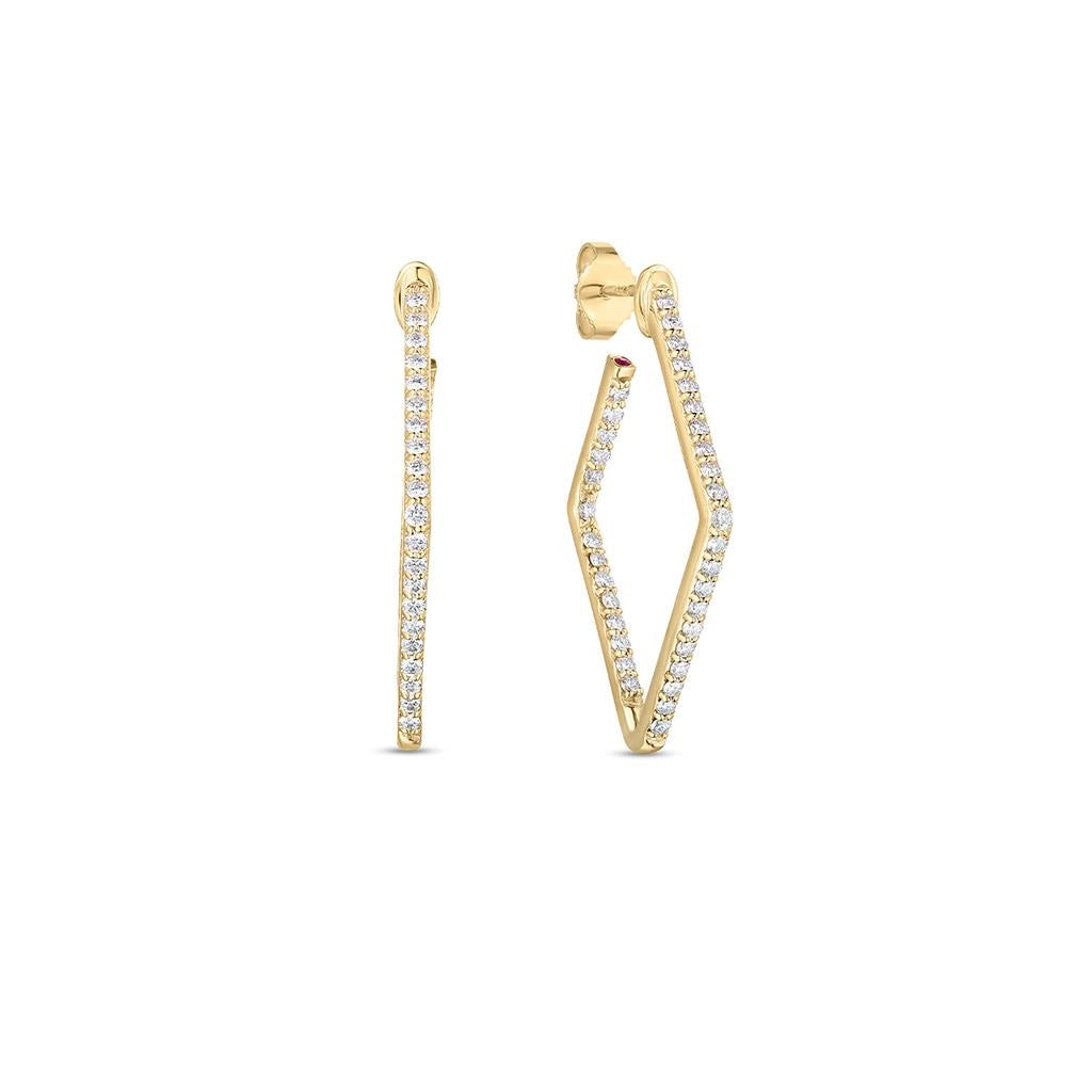 roberto coin yellow gold diamond square hoops