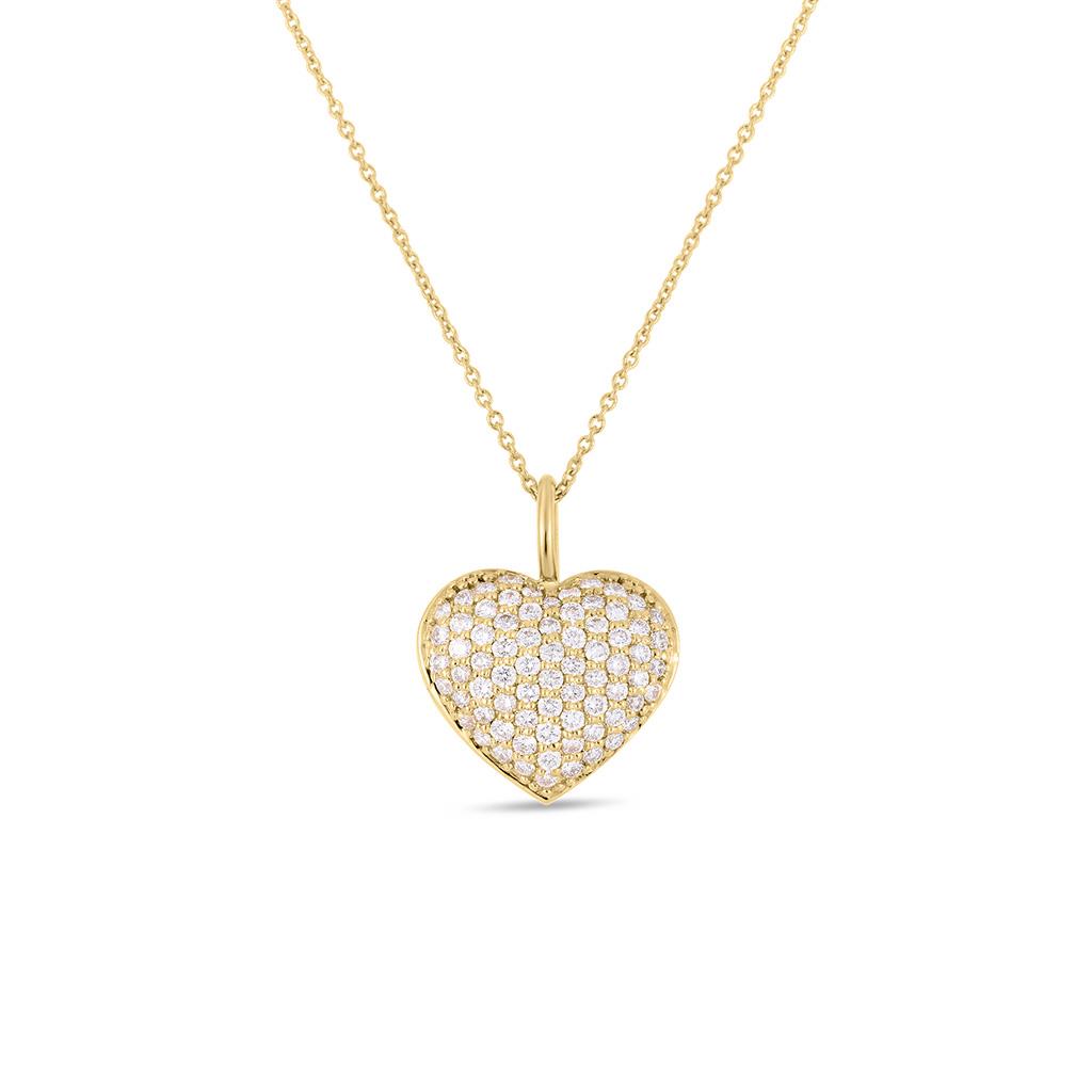 Gold Puff Diamond Heart Pendant